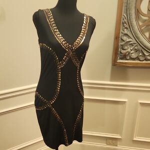 Elegant Black and Gold Mini Dress